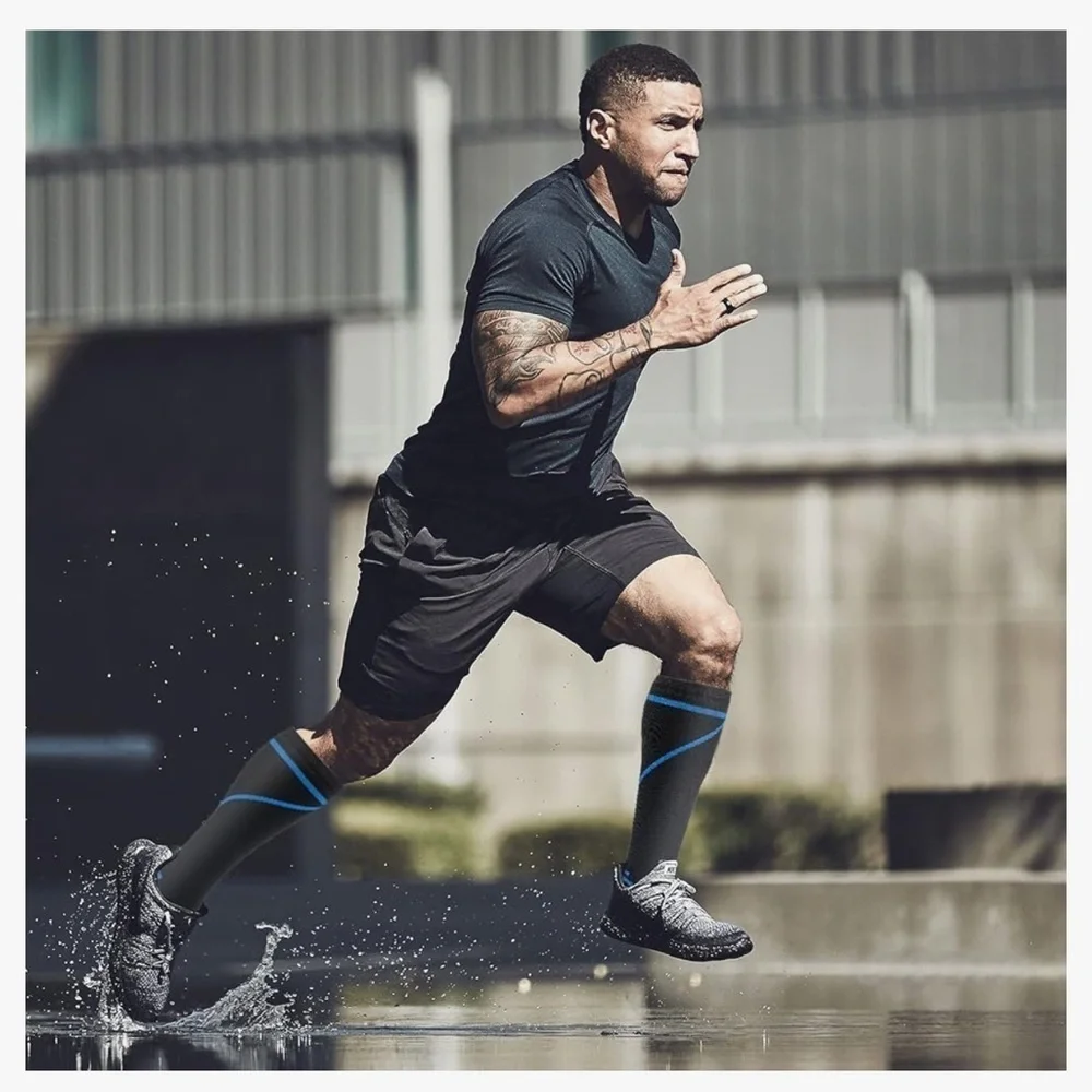Black + Neon Accent Compression Socks, 20-30mmHg compression (1 pair)